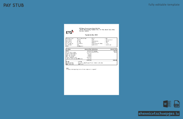 ETC Agro Processing India Gehaltsabrechnungsbeispiel (Vorschau)